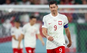DOHA, QATAR – NOVEMBER 22: Robert Lewandowski of Poland reacts after their penalty was saved by Guillermo Ochoa of Mexico (not pictured) during the FIFA World Cup Qatar 2022 Group C match between Mexico and Poland at Stadium 974 on November 22, 2022 in Doha, Qatar. (Photo by Alex Grimm/Getty Images)
