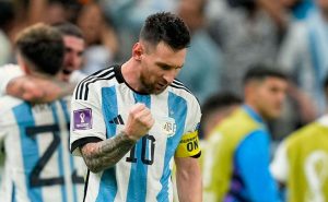 LUSAIL CITY, QATAR – DECEMBER 09: Lionel Messi of Argentina celebrates after scoring his team's second goal during the FIFA World Cup Qatar 2022 quarter final match between Netherlands and Argentina at Lusail Stadium on December 9, 2022 in Lusail City, Qatar. (Photo by Ulrik Pedersen/DeFodi Images via Getty Images)
