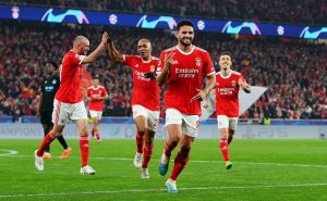 Gonzalo Ramos festeja uno de los tantos goles del Benfica-Getty Images
