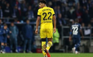 BOCHUM, GERMANY – APRIL 28: Jude Bellingham of Borussia Dortmund looks dejected after their draw in the Bundesliga match between VfL Bochum 1848 and Borussia Dortmund at Vonovia Ruhrstadion on April 28, 2023 in Bochum, Germany. (Photo by Lars Baron/Getty Images)
