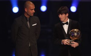 Pep Guardiola y Messi / Fuente: Getty Images
