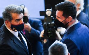 Joan Laporta, presidente del Barcelona y Lionel Messi | Getty Images
