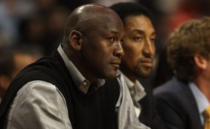 CHICAGO, IL – FEBRUARY 15: Former players Michael Jordan and Scottie Pippen of the Chicago Bulls watch a game between the Bulls and the Charlotte Bobcats at the United Center on February 15, 2011 in Chicago, Illinois. The Bulls defeated the Bobcats 106-94. NOTE TO USER: User expressly acknowledges and agrees that, by downloading and/or using this photograph, User is consenting to the terms and conditions of the Getty Images License Agreement. (Photo by Jonathan Daniel/Getty Images)
