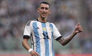 BEIJING, CHINA – JUNE 15: Angel Di Maria of Argentina reacts during the international friendly match between Argentina and Australia at Workers Stadium on June 15, 2023 in Beijing, China. (Photo by Lintao Zhang/Getty Images)
