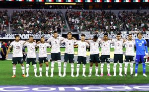 ARLINGTON, TEXAS – JULY 8: Players of Mexico stand on the pitch before taking on Costa Rica in a 2023 Concacaf Gold Cup Quarterfinals match at AT&T Stadium on July 8, 2023 in Arlington, Texas. (Photo by Ron Jenkins/Getty Images)
