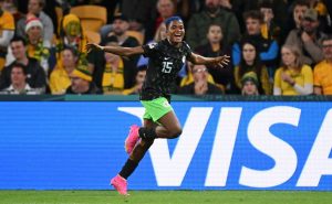 Osinachi Ohale celebrando su gol con la Selección de Nigeria en el Mundial Femenil 2023. Foto: GettyImages
