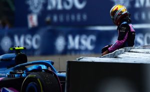 SUZUKA, JAPAN – SEPTEMBER 22: Pierre Gasly of France and Alpine F1 looks on after crashing during practice ahead of the F1 Grand Prix of Japan at Suzuka International Racing Course on September 22, 2023 in Suzuka, Japan. (Photo by Mario Renzi – Formula 1/Formula 1 via Getty Images)

