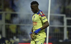 Julián Quiñones en festejo de gol durante el partido de vuelta de los Cuartos de Final del torneo Apertura 2023. Foto: Imago7
