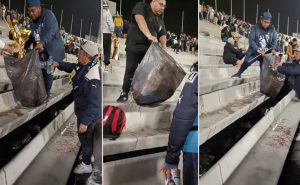 Afición de Pumas da cátedra de civismo al limpiar su estadio. | Imago7

