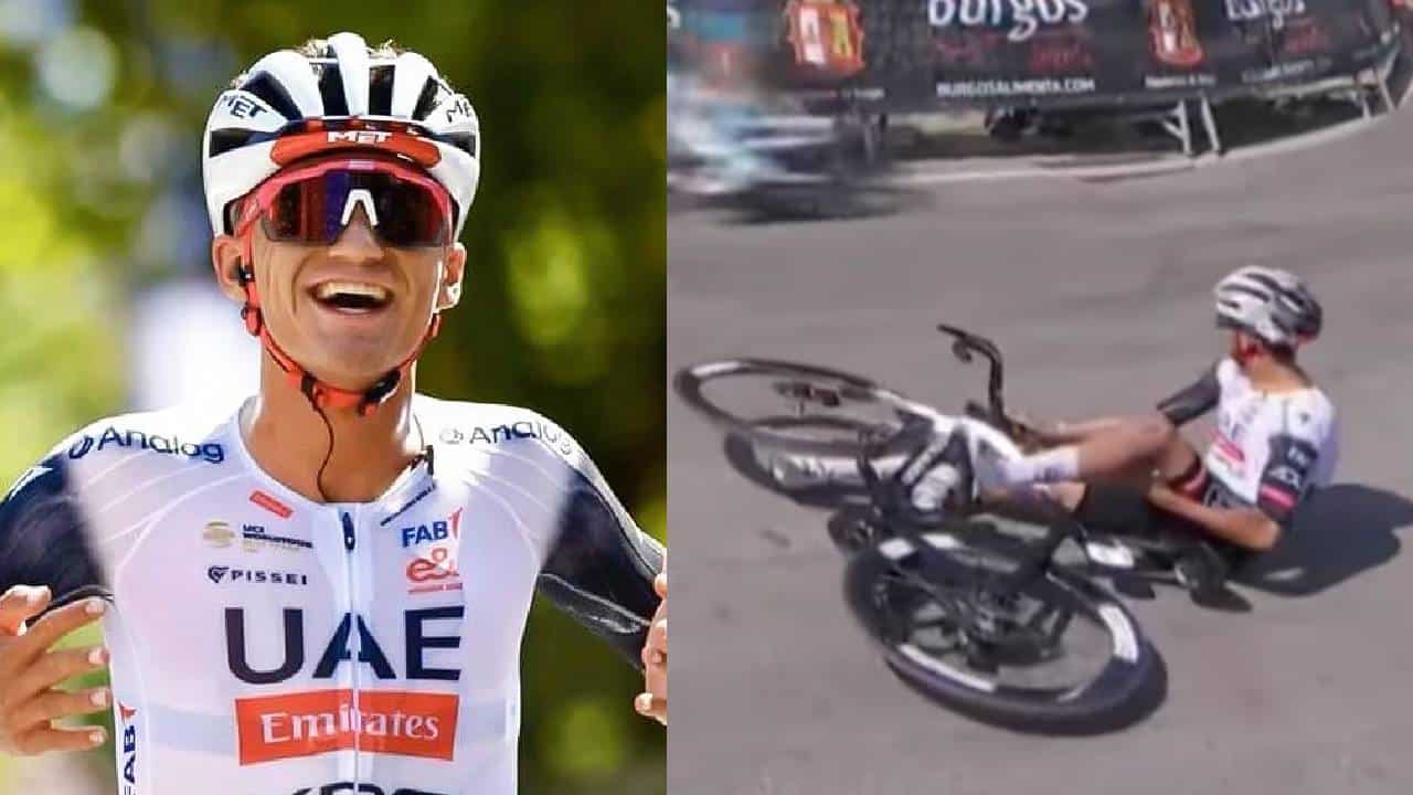 Isaac del Toro sufre aparatosa caída en plena competencia ¡a 400 metros de la meta! | VIDEO