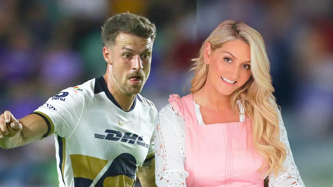 Aaron Ramsey y su esposa en el aire de CDMX.