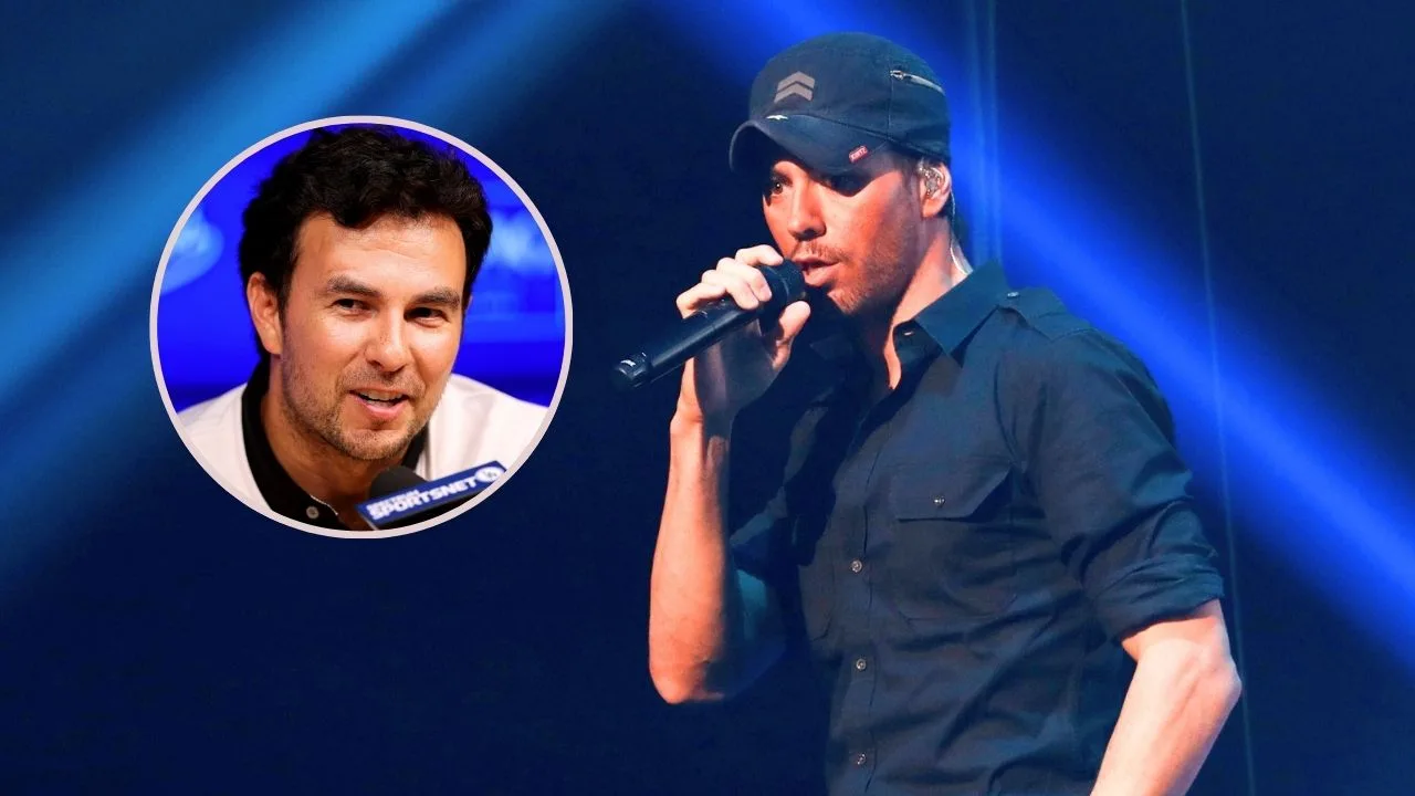 Enrique Iglesias se arrodilla frente a Checo Pérez en pleno concierto y así reaccionó el piloto.