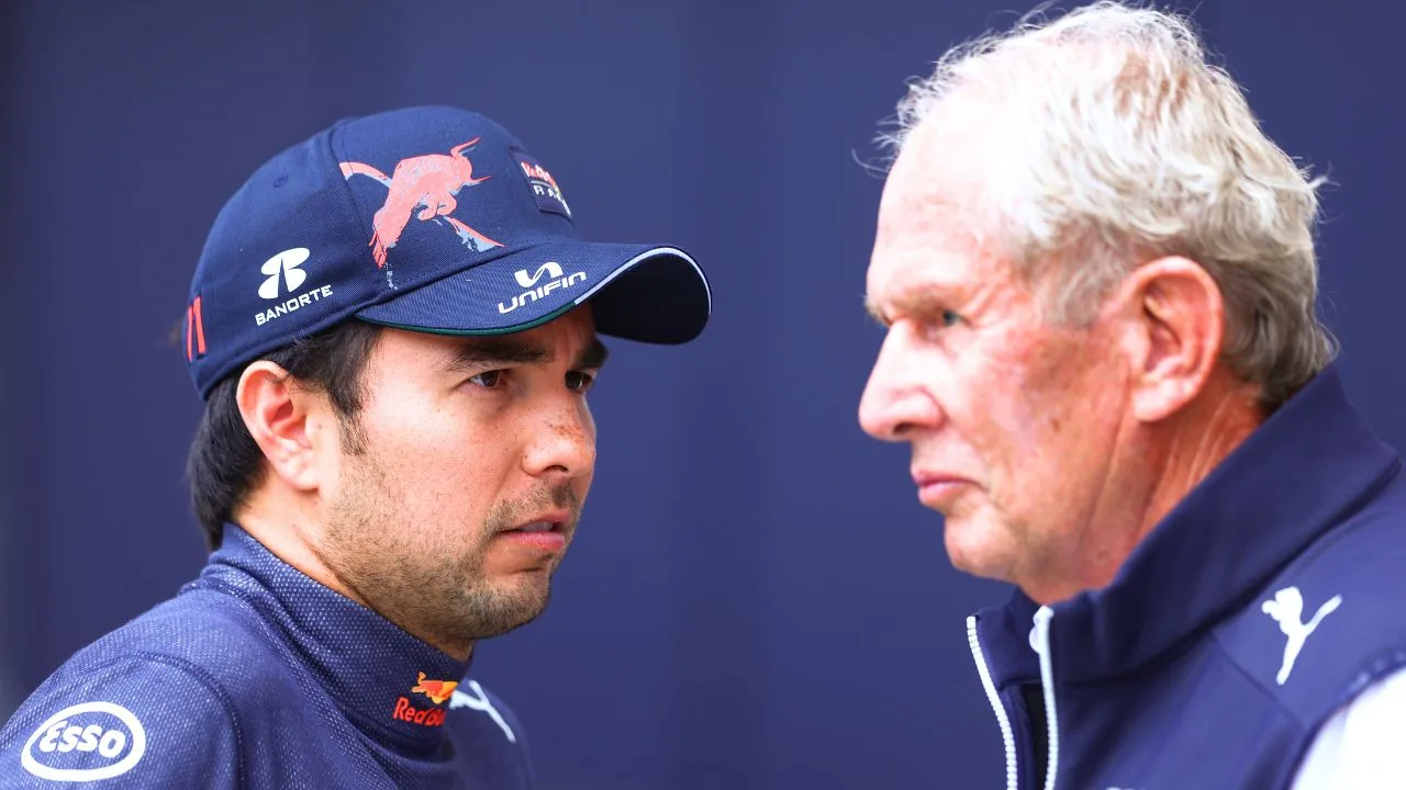 Checo Pérez y Helmut Marko en Red Bull.
