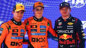 Lando Norris, Oscar Piastri y Max Verstappen.