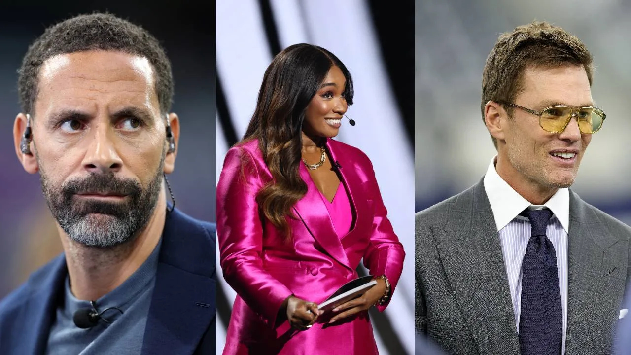 Rio Ferdinand, Samantha Johnson y Tom Brady.