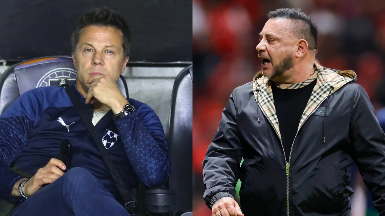 Tato Noriega, presidente deportivo de Monterrey, y Turco Mohamed, DT del Toluca.