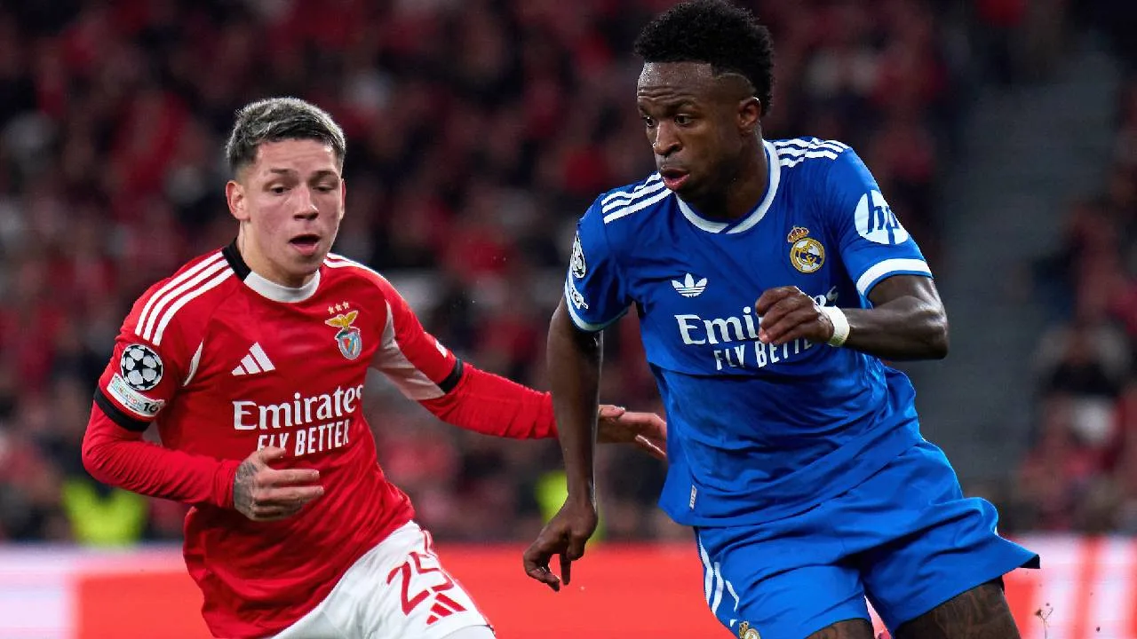 Gianluca Prestianni y Vinícius Jr.