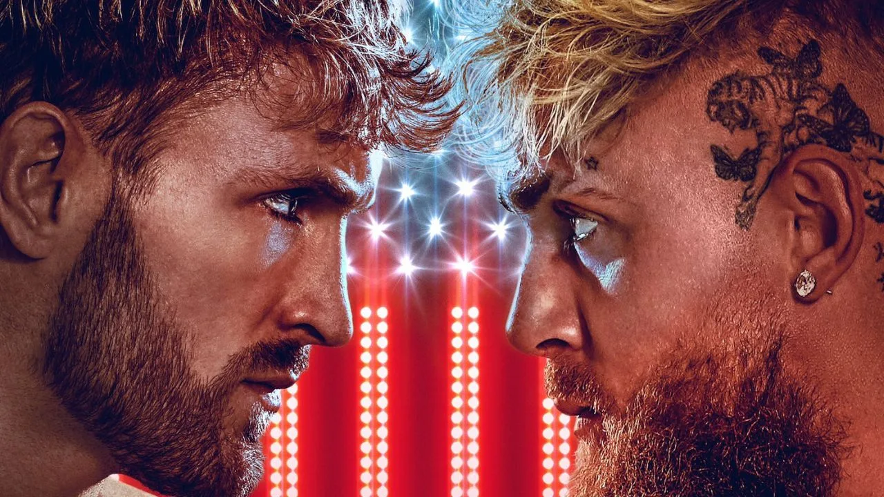 Logan y Jake Paul posando para el anuncio de su pelea. 