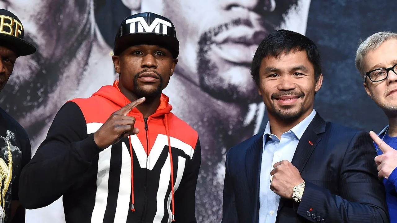 Imagen de Floyd Mayweather Jr. y Manny Pacquiao, previo a su anterior combate. 