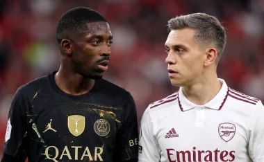 Ousmane Dembélé y Leandro Trossard