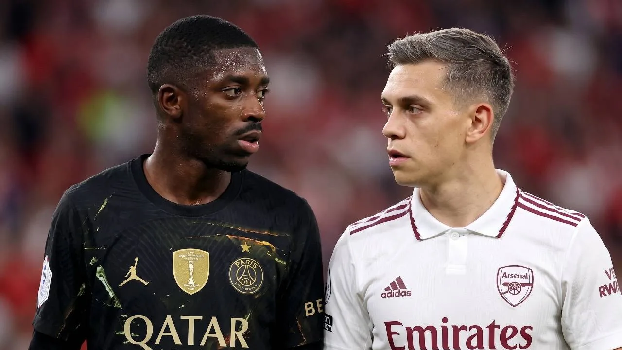 Ousmane Dembélé y Leandro Trossard.