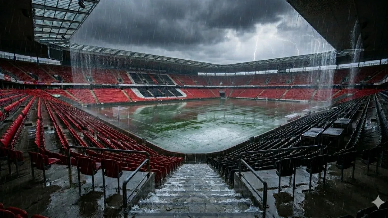Imagen ilustrativa del interior del Estadio Azteca, en caso de que llegara a caer una fuerte tormenta. 