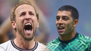 Harry Kane se manotea con Erik Lira en pleno México vs Inglaterra del Mundial 2026