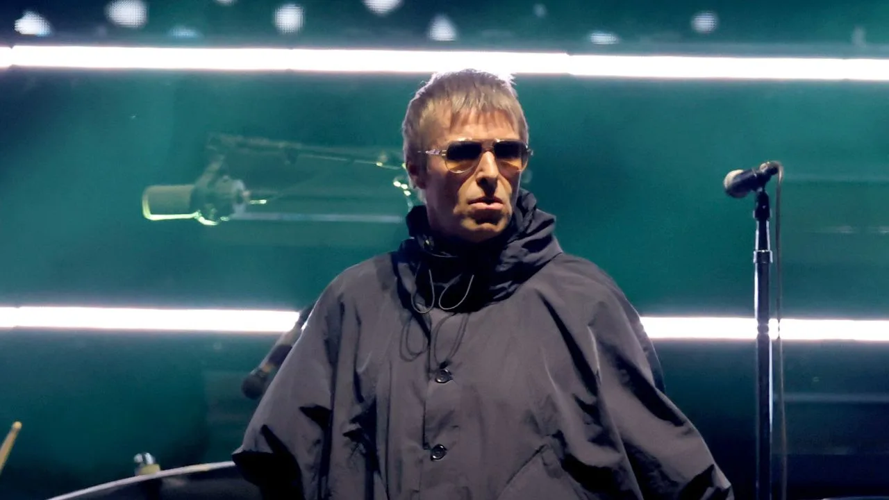 Liam Gallagher, cantante de Oasis, banda de rock de Inglaterra. 