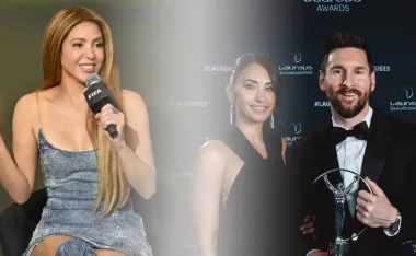 Shakira, Antonela Roccuzzo y Leo Messi.